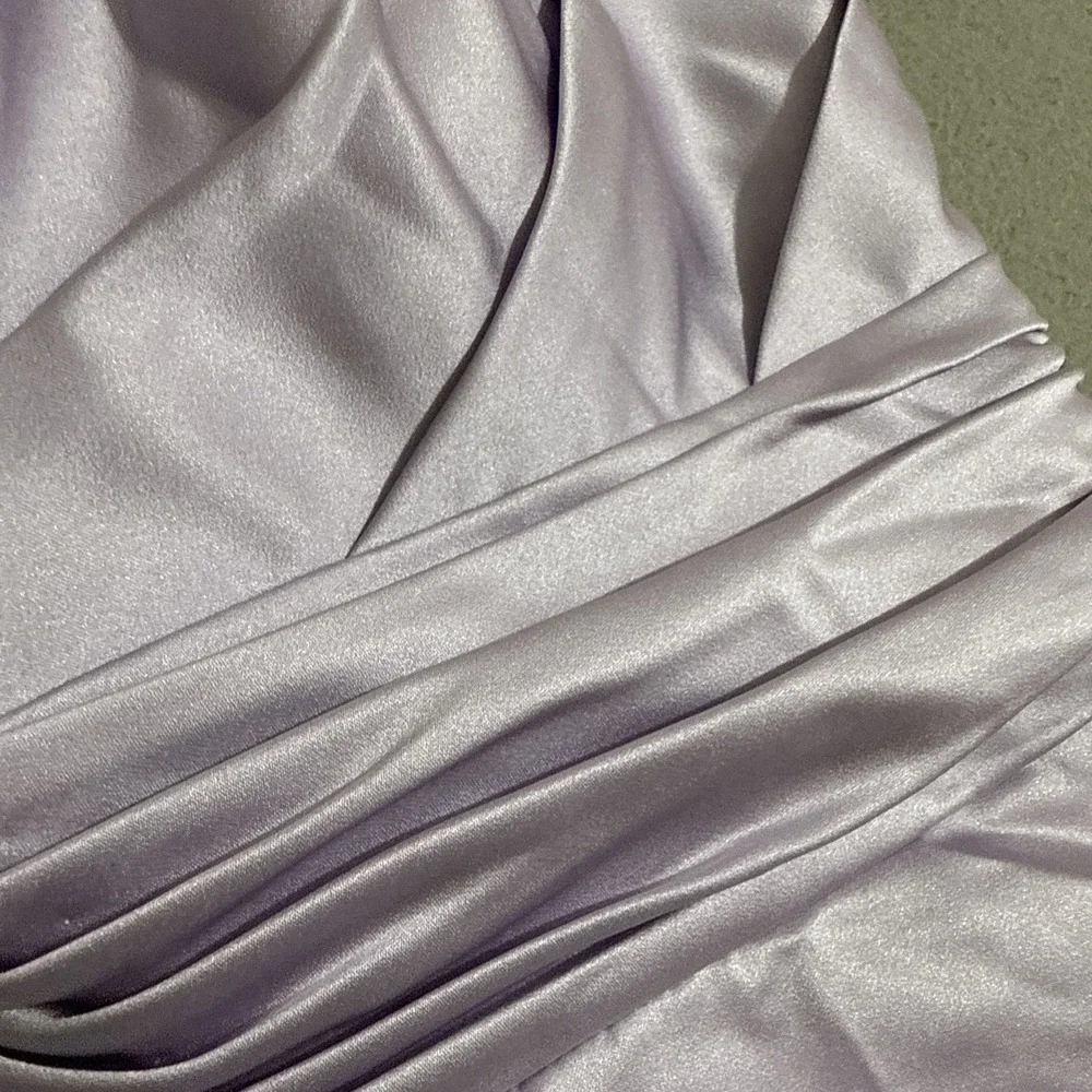 Vtg Dress Mini Strapless Bubble tiered‎ hem satin dress sz 2 Y2K Lavender Formal